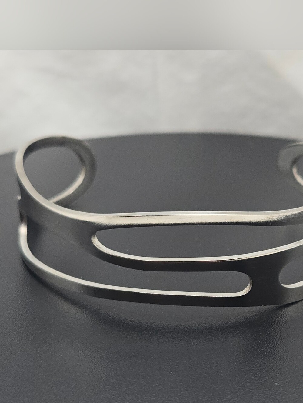 Modern Stainless Steel Cutout Bangle Bracelet